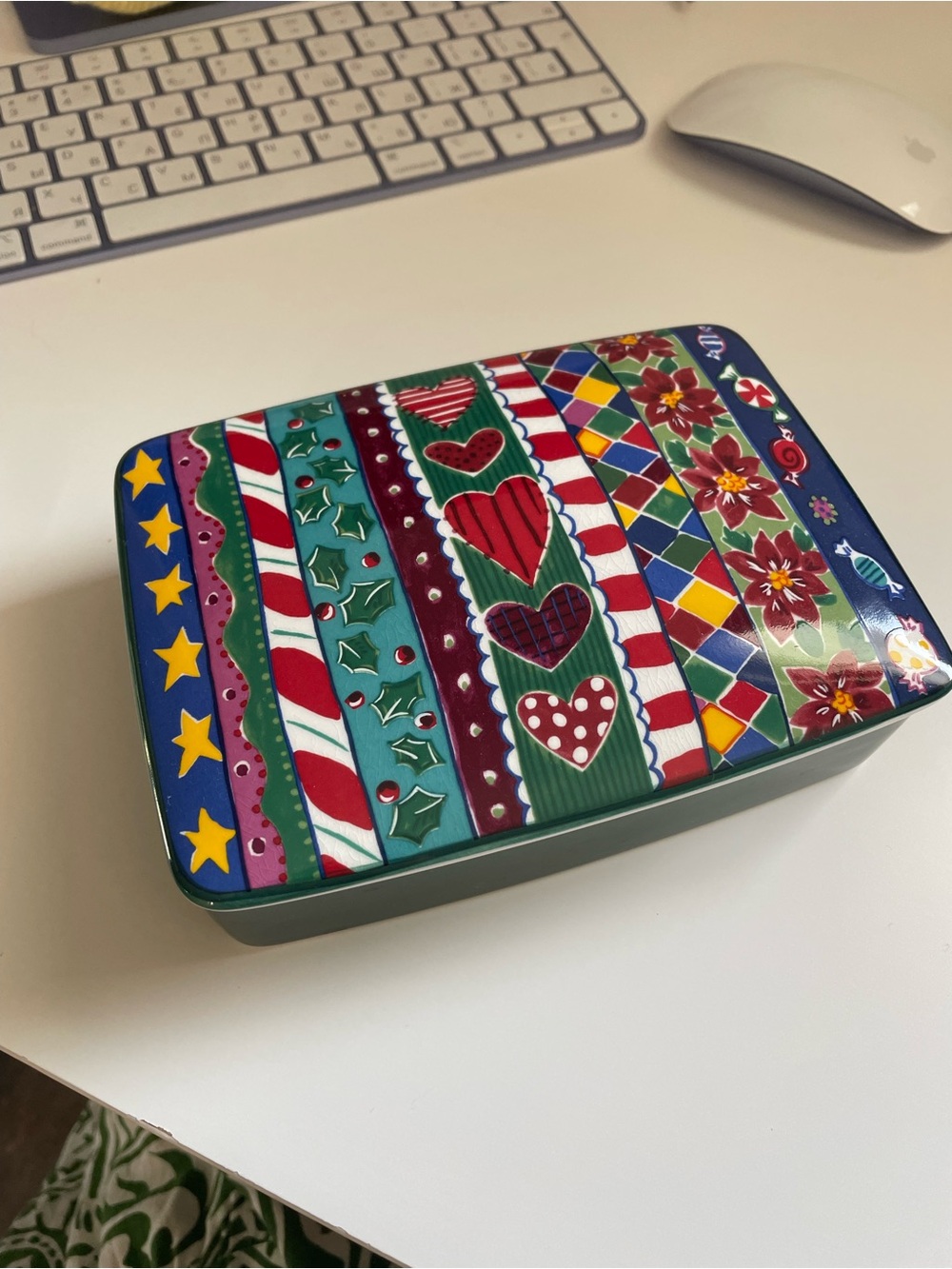 Mikasa Multicolor Decorative Trinket Box with Heart and Star Motifs